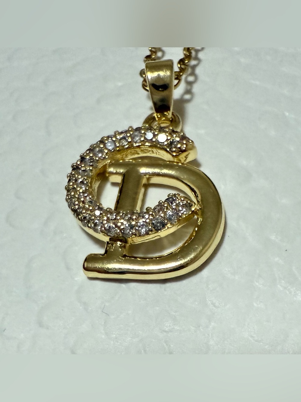 Crystal-Embellished Pendant Necklace in Gold-Tone